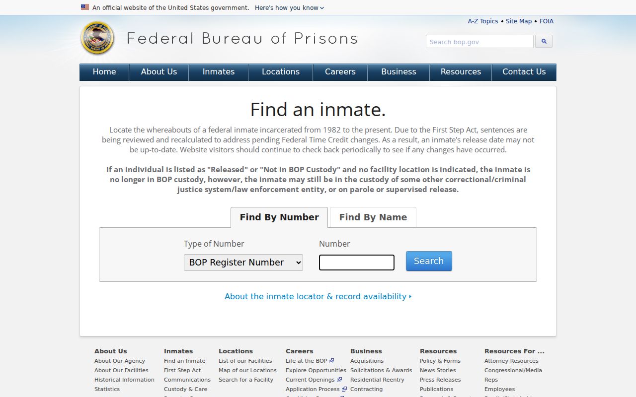 Barton County federal custody records in the Bureau of Prisons locator
