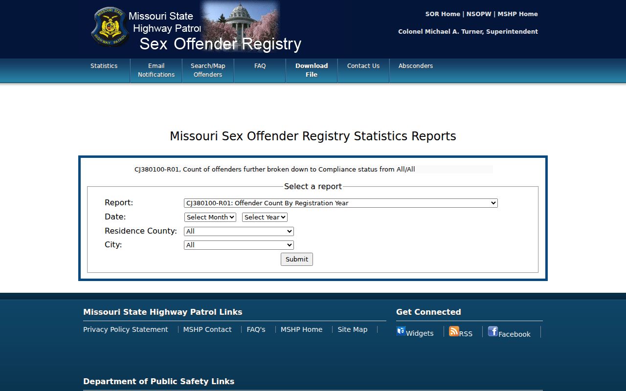 Barton County sex offender record statistics selector