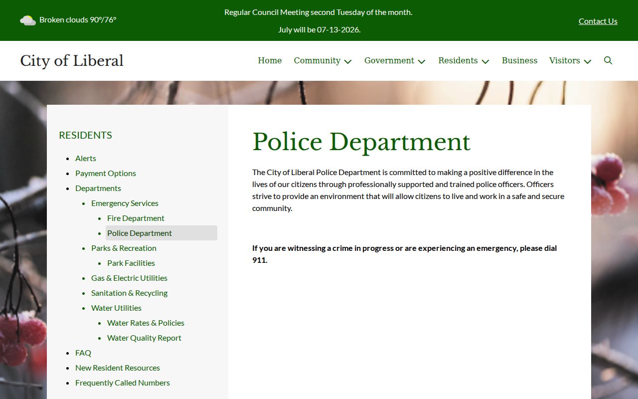 Liberal criminal records and Barton County Police Department information