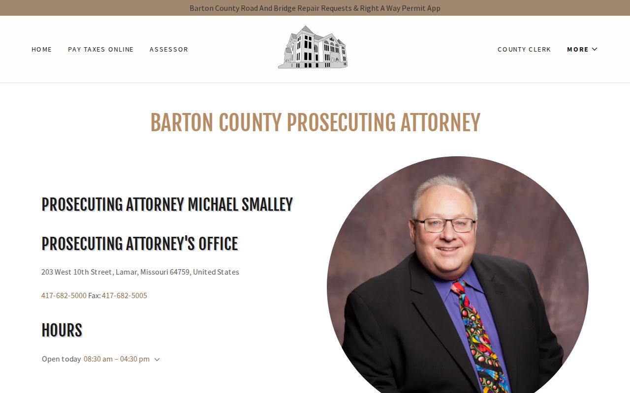 Barton County criminal court charges on the Prosecuting Attorney office page