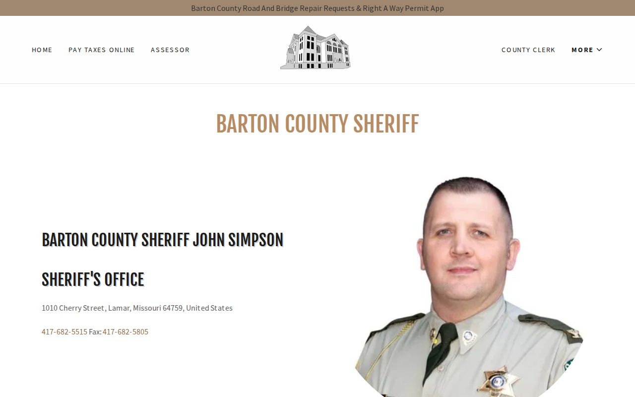 Barton County arrest and booking records sheriff contact page
